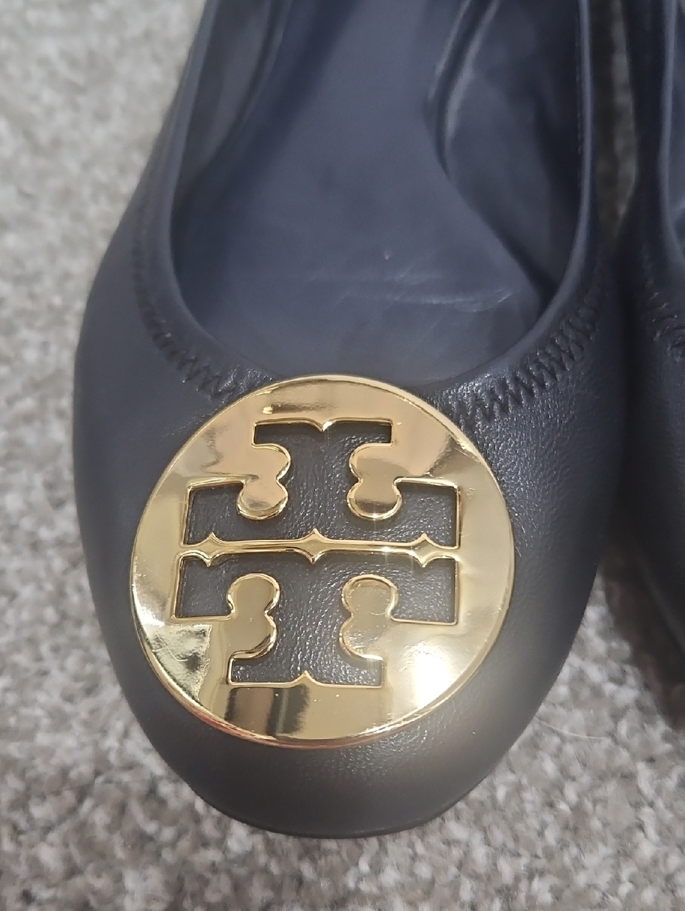 Tory Burch Black Leather Reva Ballet Flats Size 6 - Picture 5 of 5